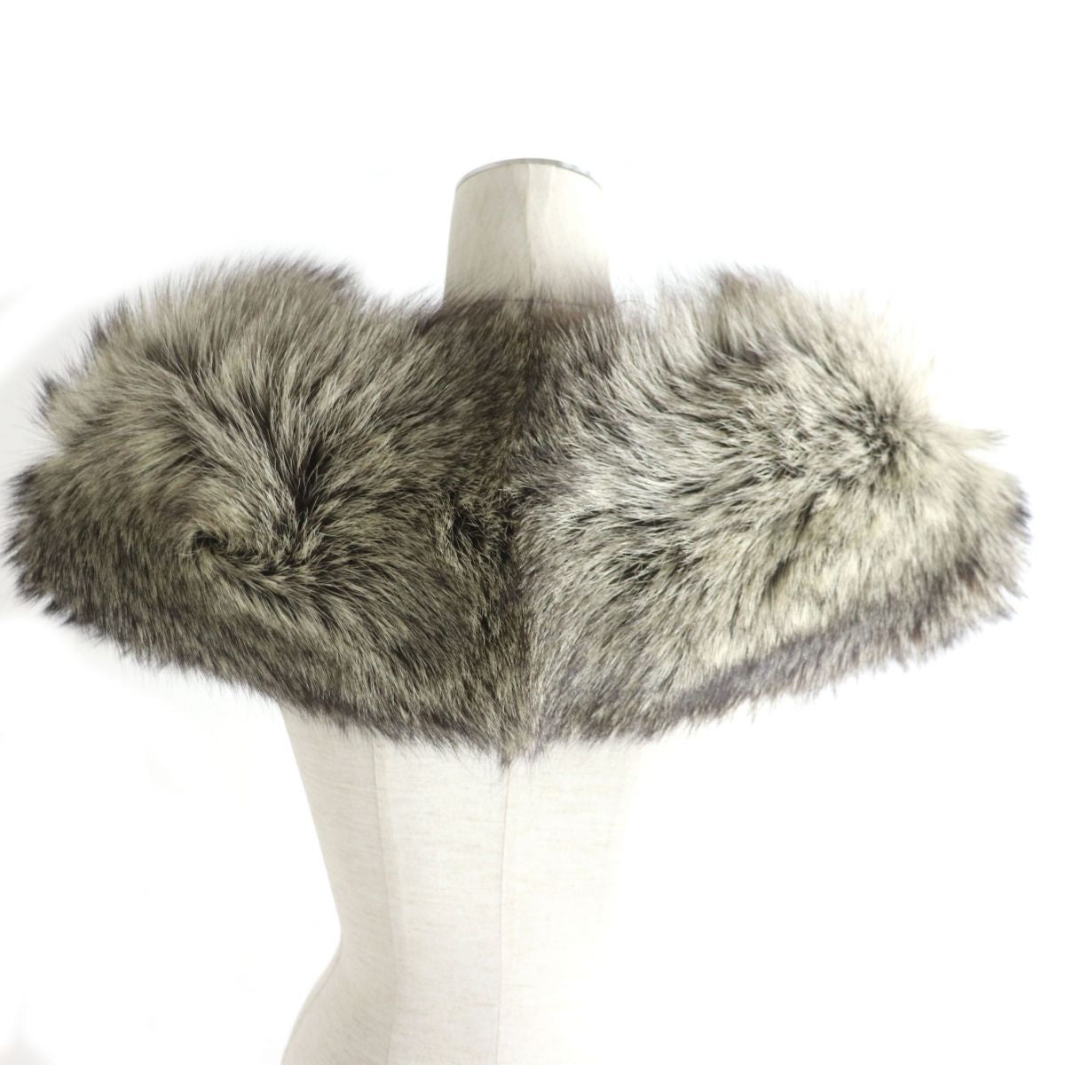 SAGA FOX Genuine Fur Shawl Stole Brown Ivory