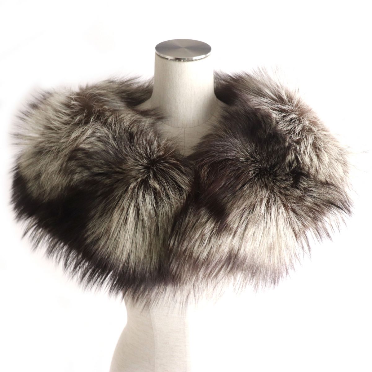 SAGA FOX Genuine Fur Shawl Tippet Brown Ivory