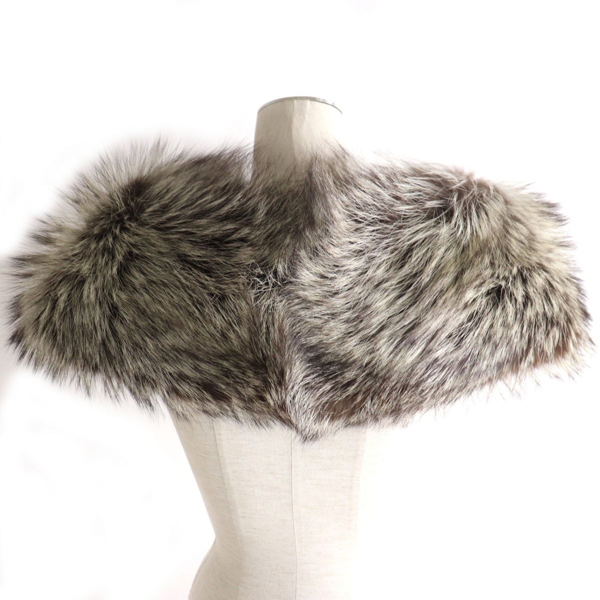 SAGA FOX Genuine Fur Shawl Tippet Brown Ivory