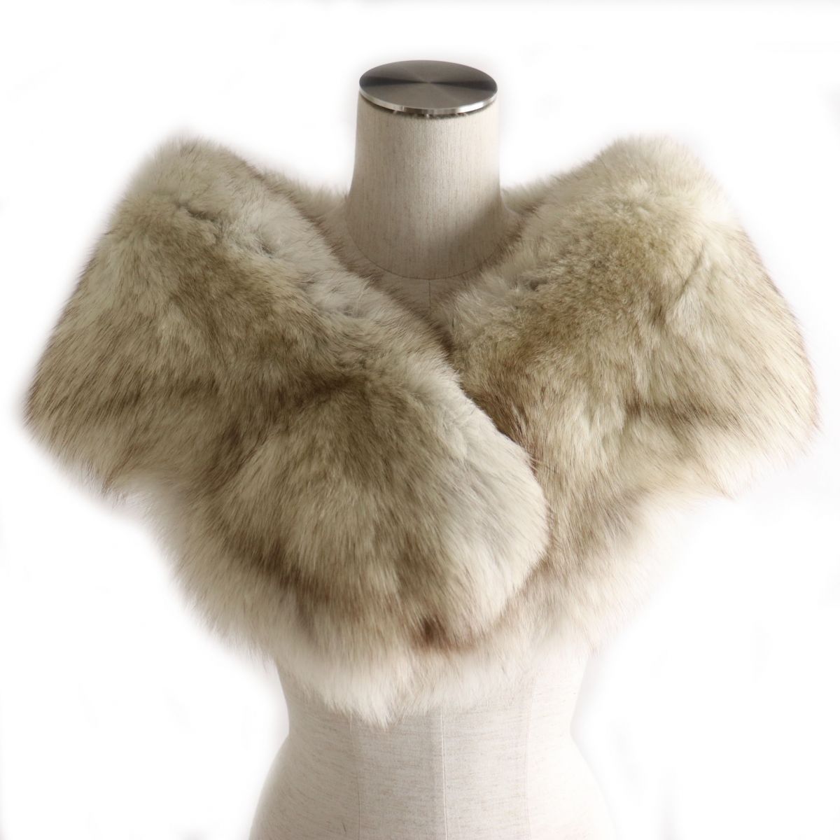 SAGA FOX Genuine Fur Shawl Stole Ivory