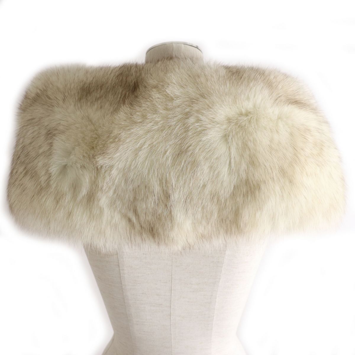 SAGA FOX Genuine Fur Shawl Stole Ivory