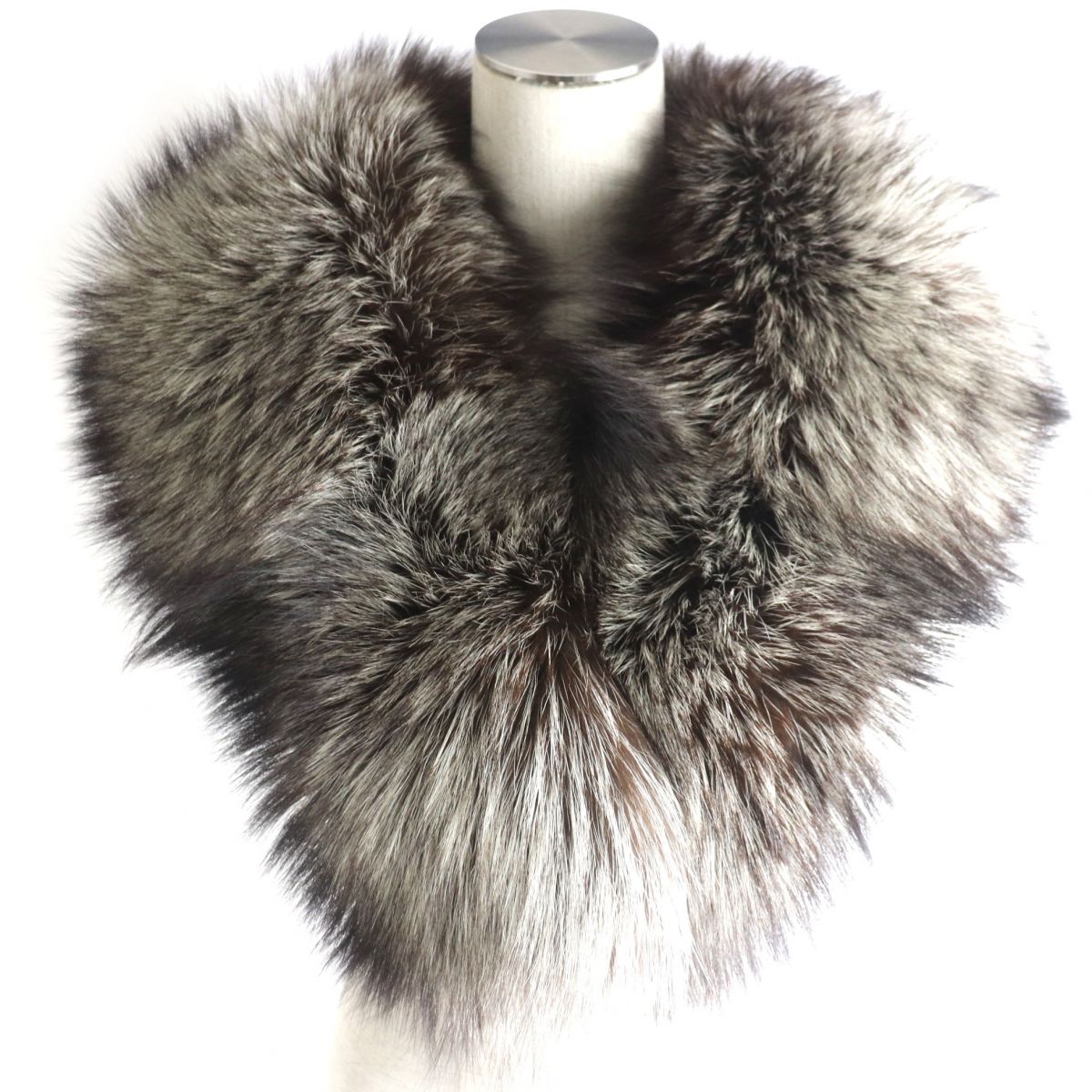 SAGA FOX Genuine Fur Shawl Tippet Brown Ivory