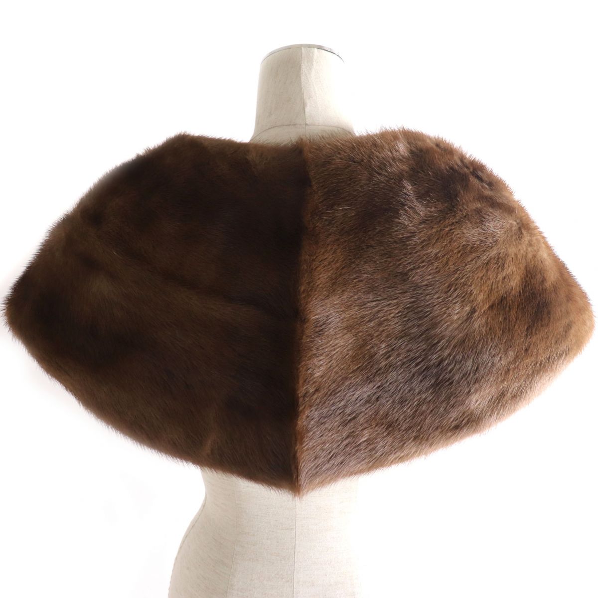 Mink Fur Shawl with Tassels, Brown