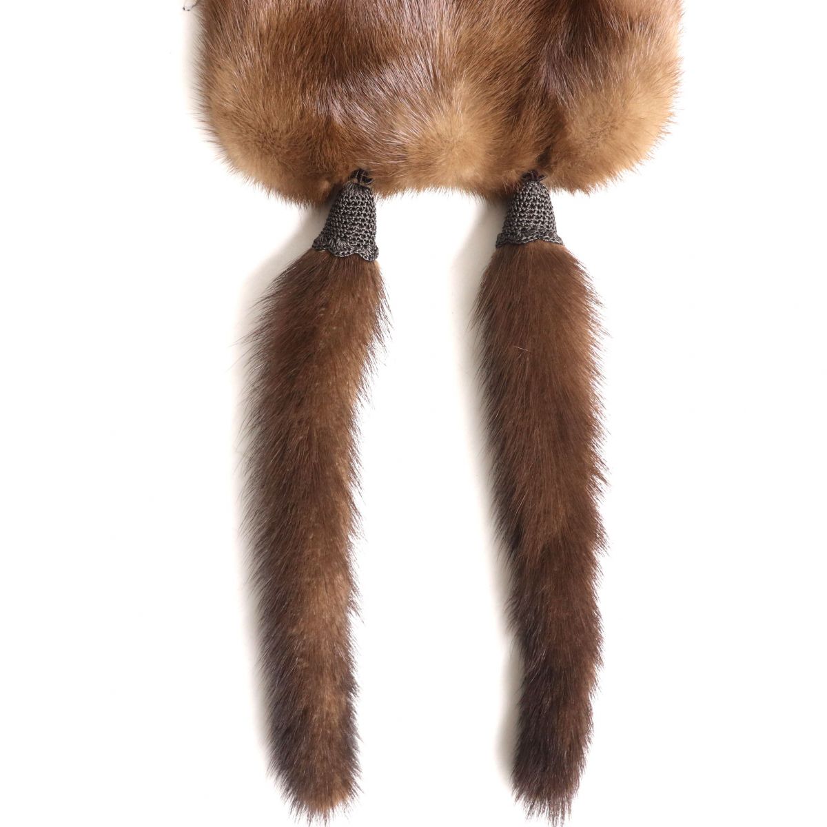 Mink Fur Shawl with Tassels, Brown