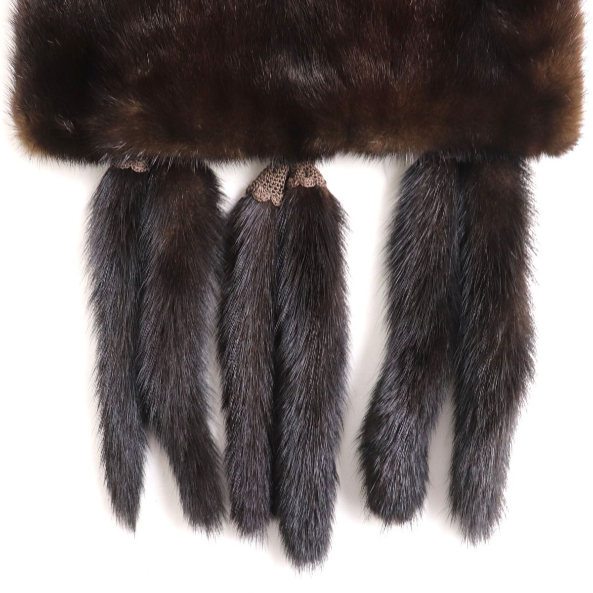 Mink Fur Large Shawl Tippet Dark Brown