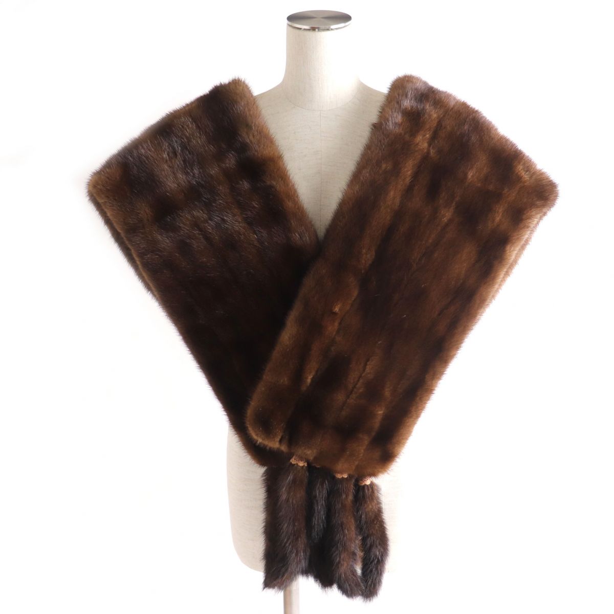 Mink Fur Large Shawl Tippet Brown