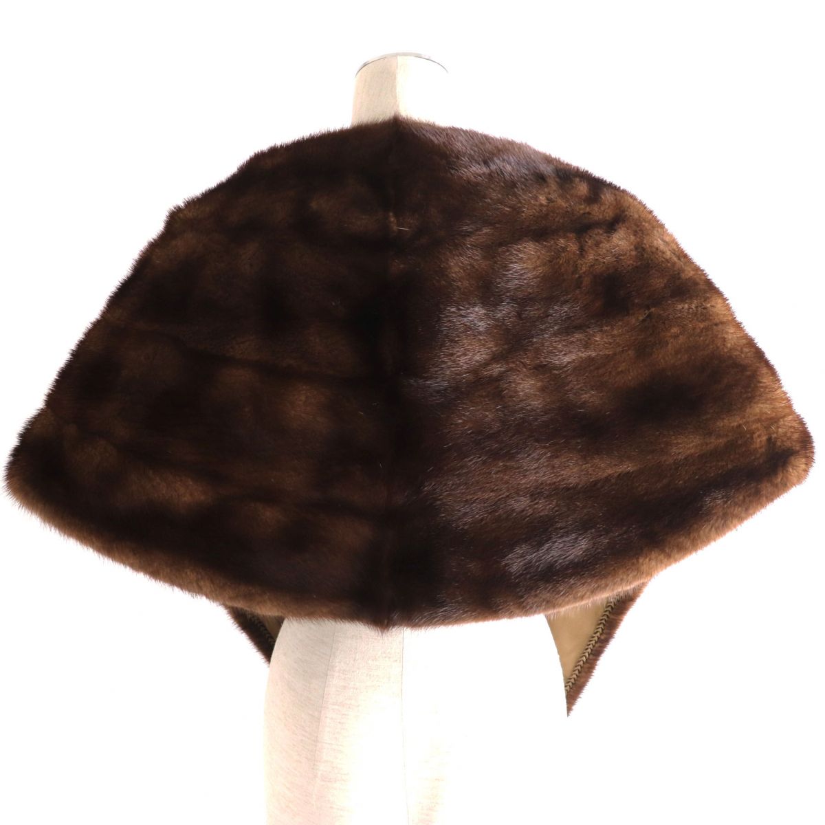 Mink Fur Large Shawl Tippet Brown