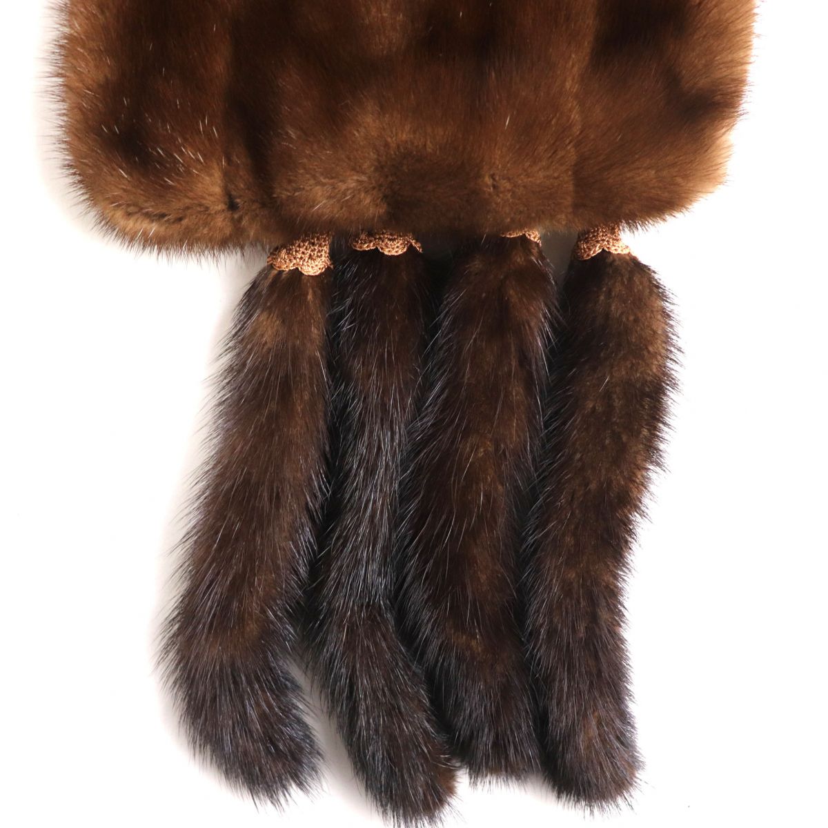 Mink Fur Large Shawl Tippet Brown