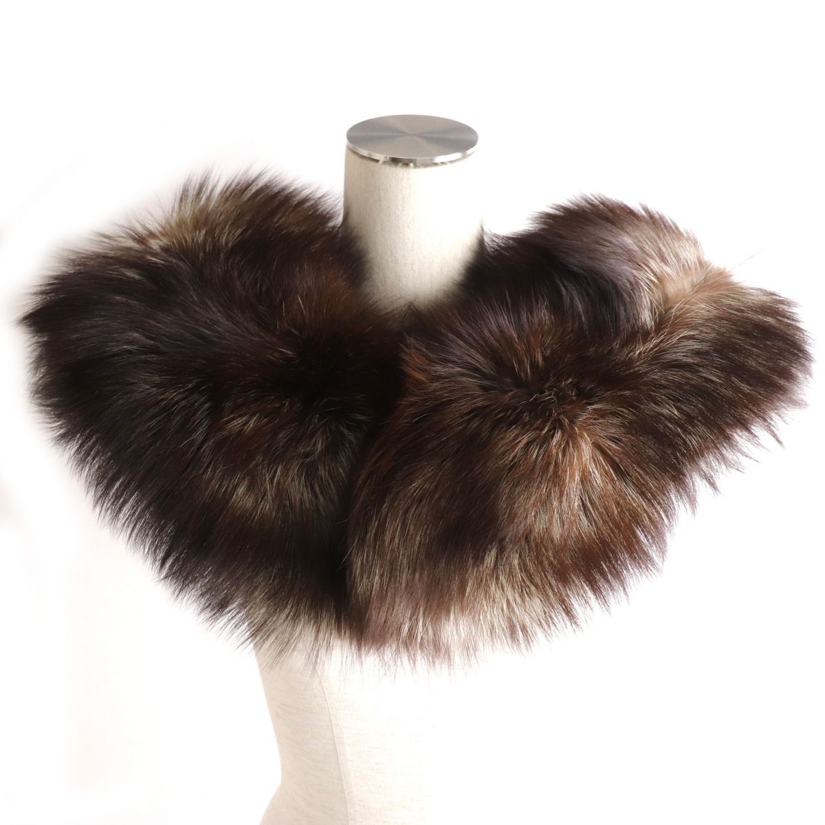 SAGA FOX Genuine Fur Shawl Brown Ivory