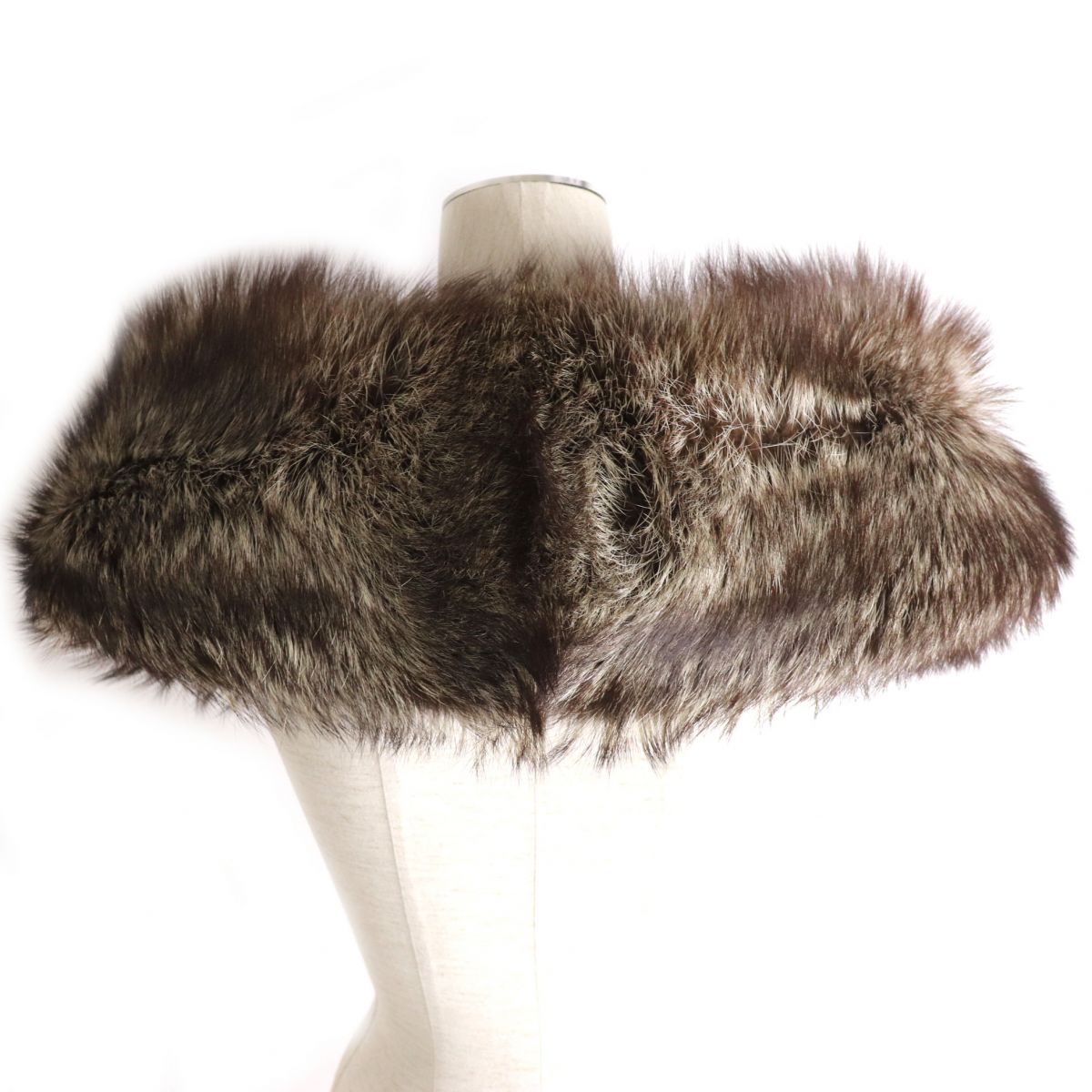 SAGA FOX Genuine Fur Shawl Brown Ivory