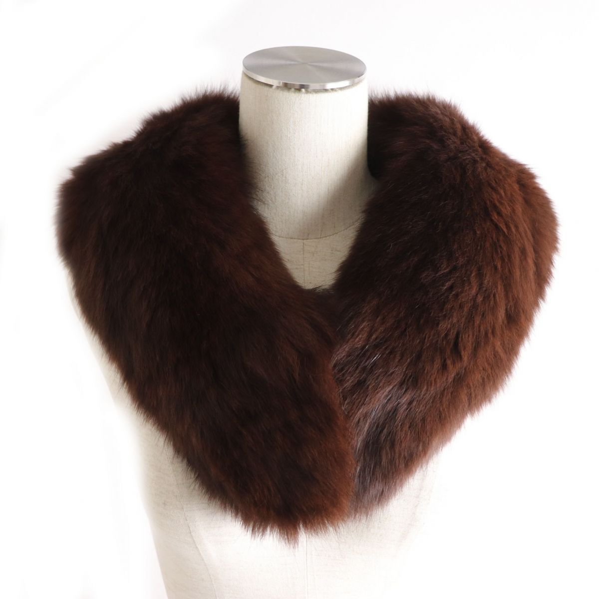 FOX Genuine Fur Shawl Tippet Brown