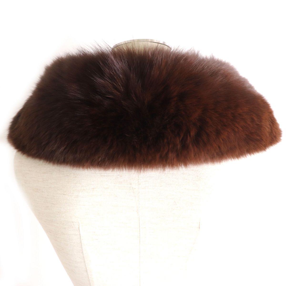 FOX Genuine Fur Shawl Tippet Brown