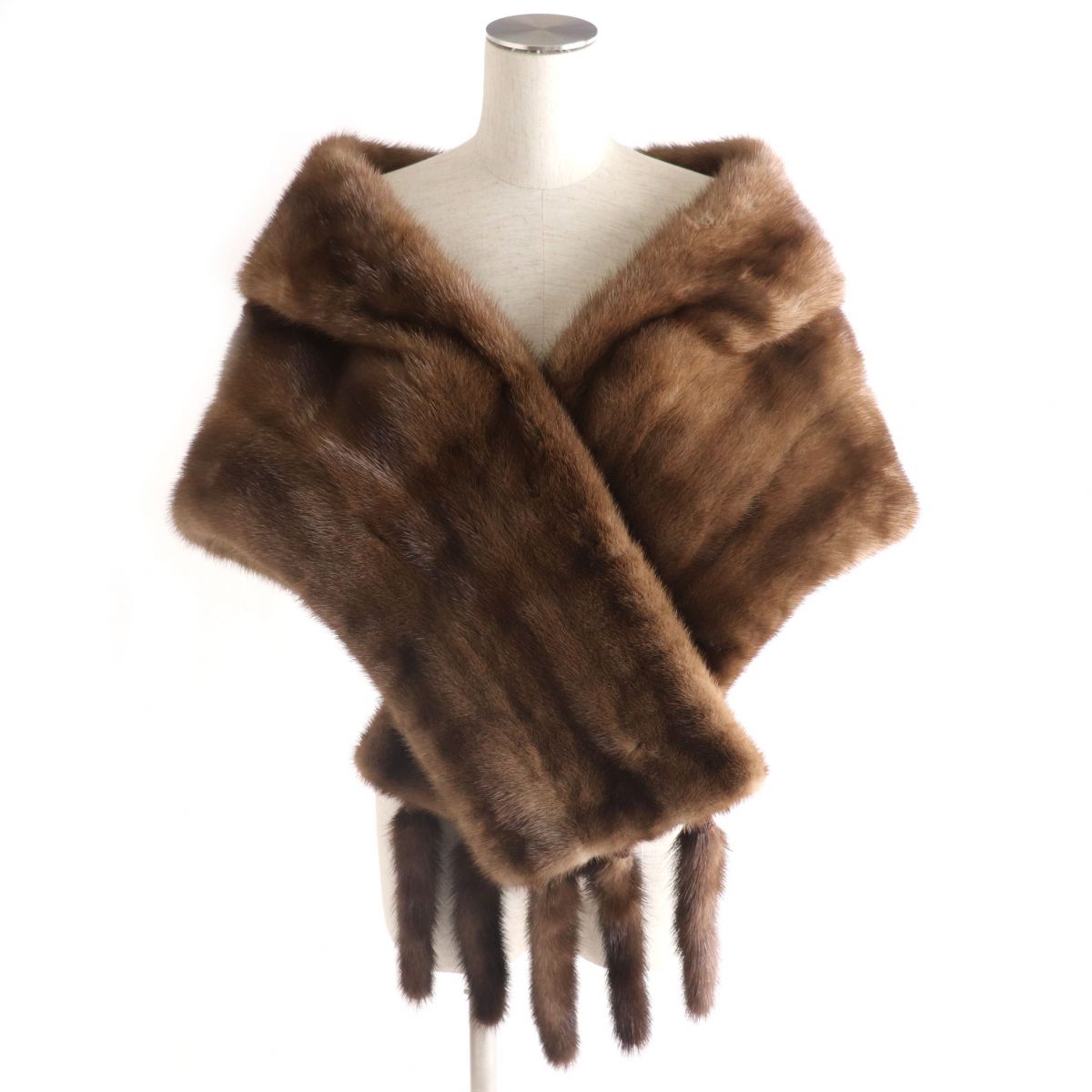 Mink Fur Large Shawl Tippet Brown