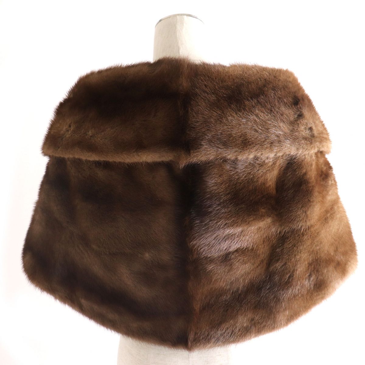 Mink Fur Large Shawl Tippet Brown