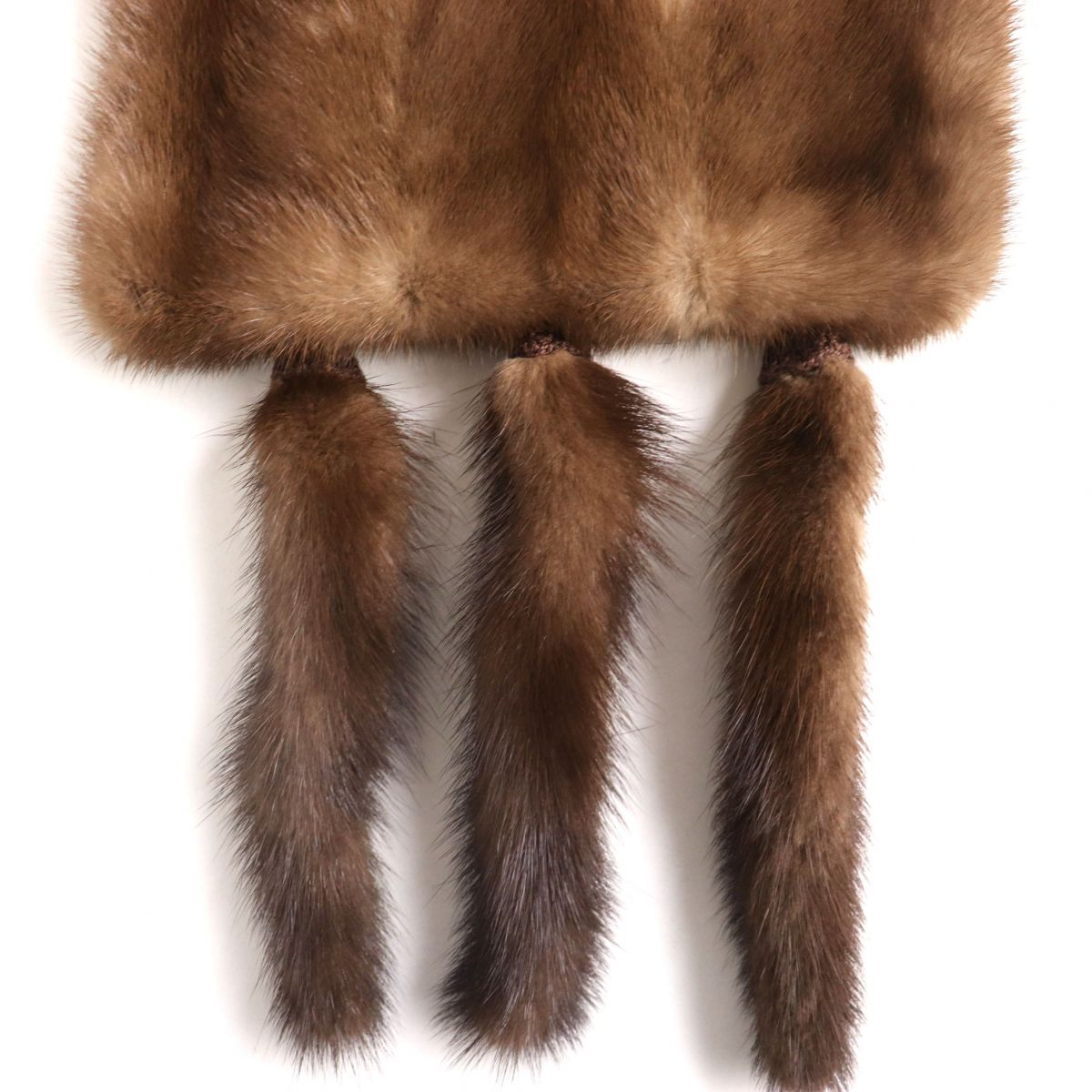 Mink Fur Large Shawl Tippet Brown