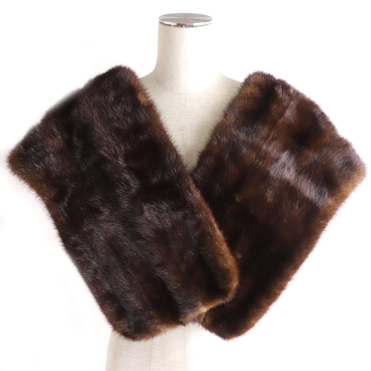 Mink Genuine Fur Shawl Tippet Brown