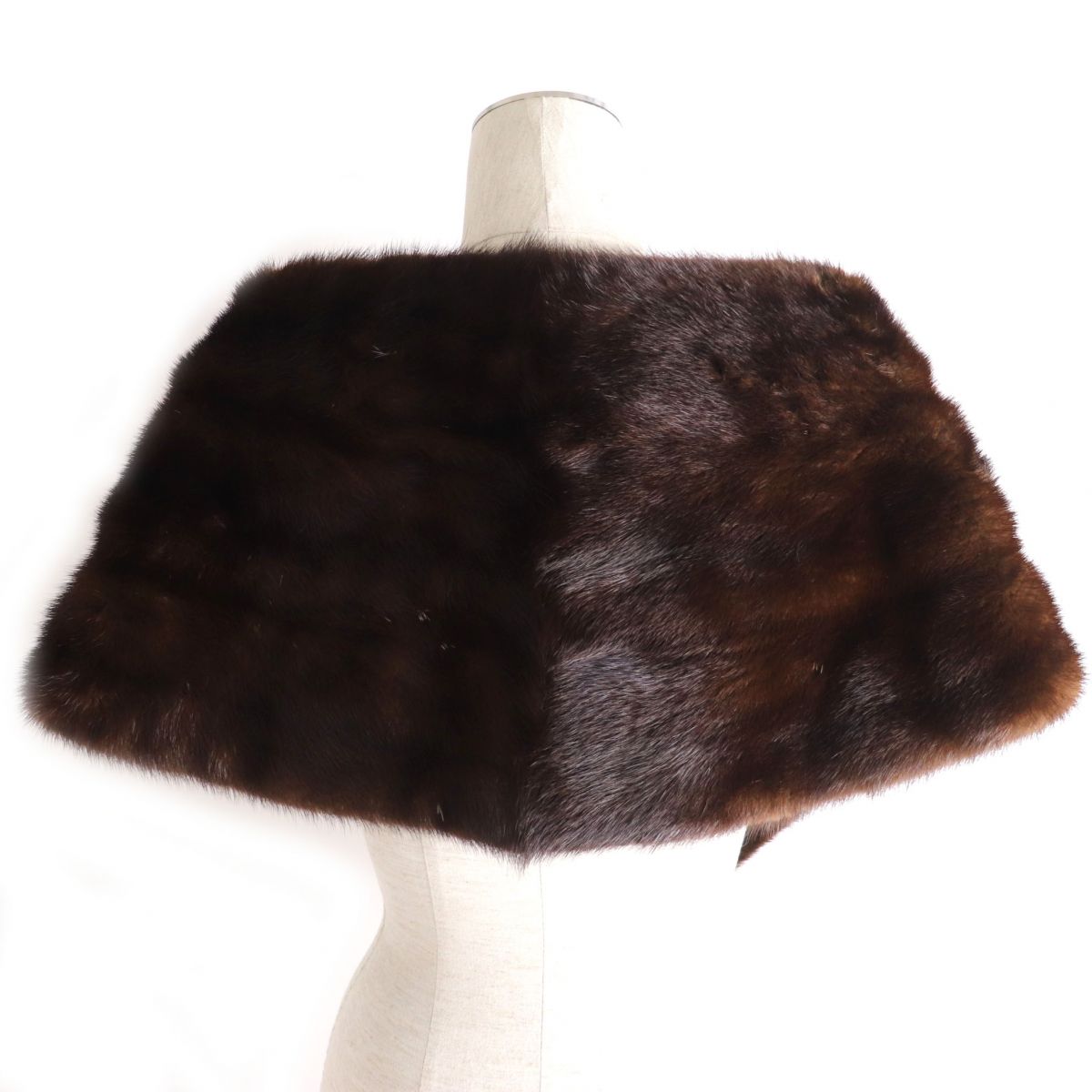 Mink Genuine Fur Shawl Tippet Brown