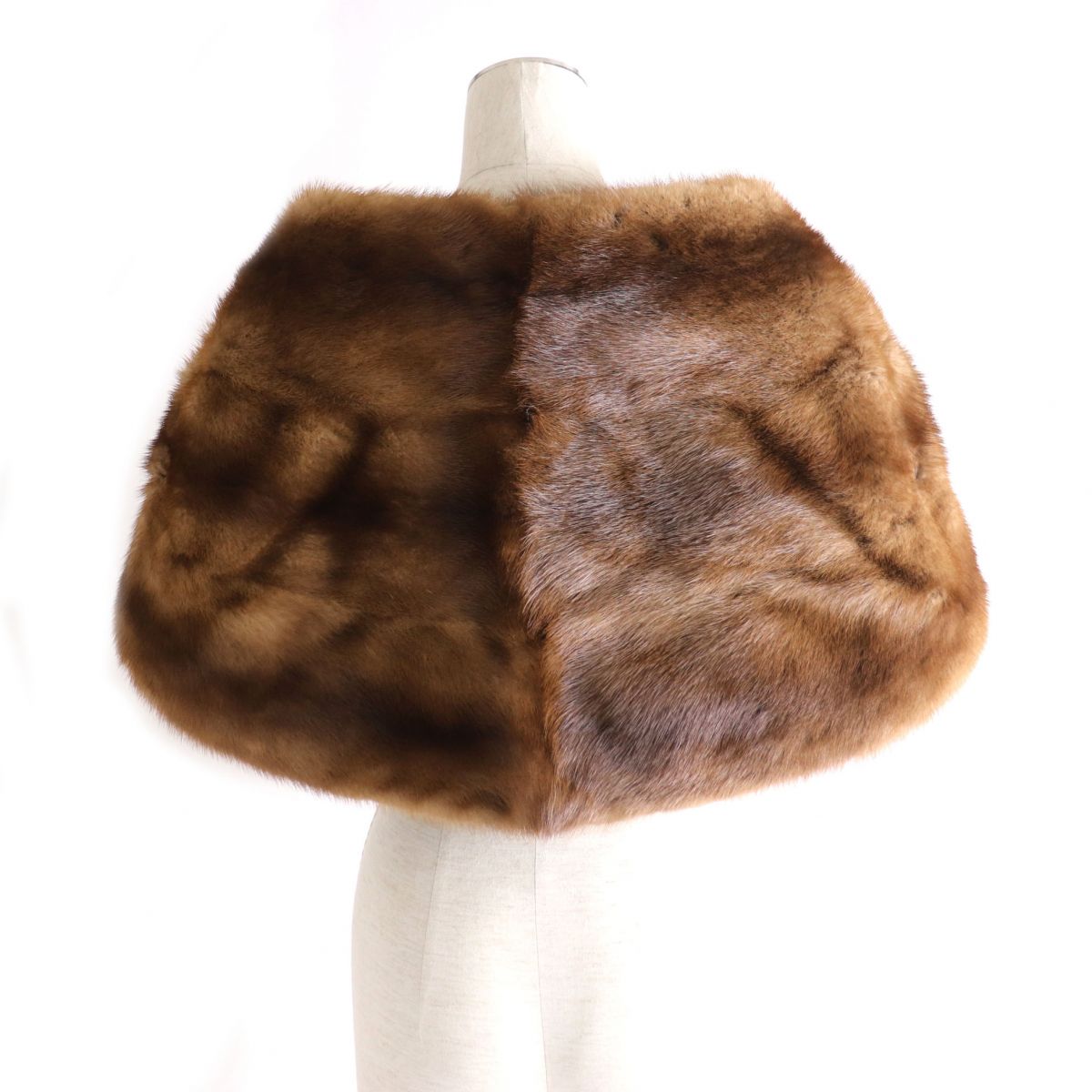 Mink Fur Shawl with Tassels, Brown