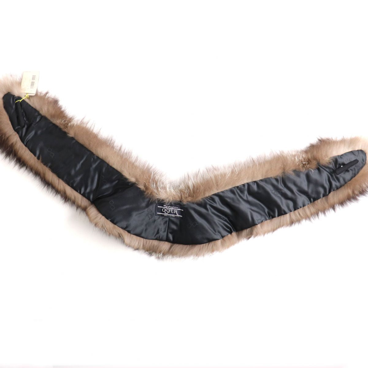 FOX Fur Tippet Shawl Stole Brown Ivory