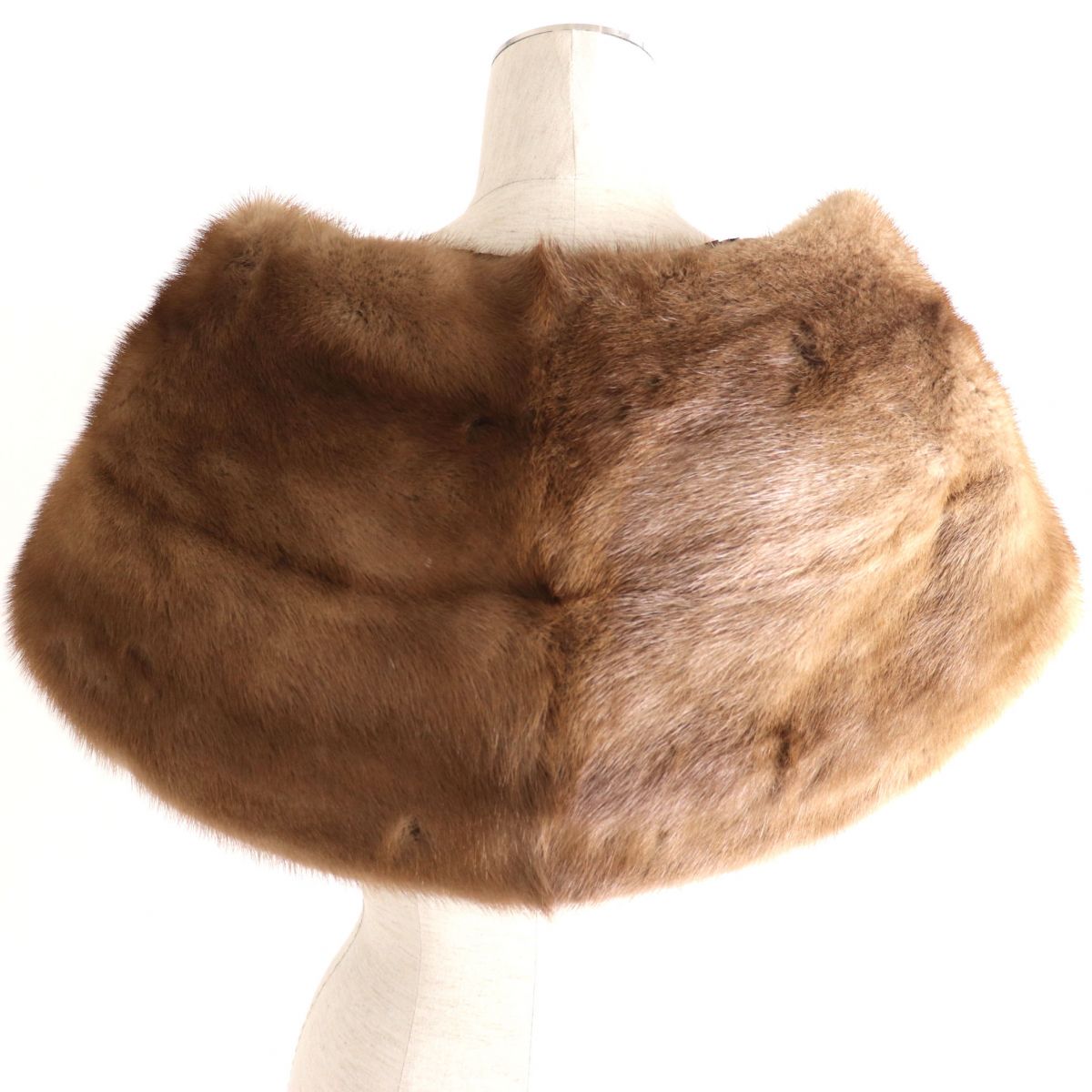 Mink Fur Shawl with Tassels, Brown