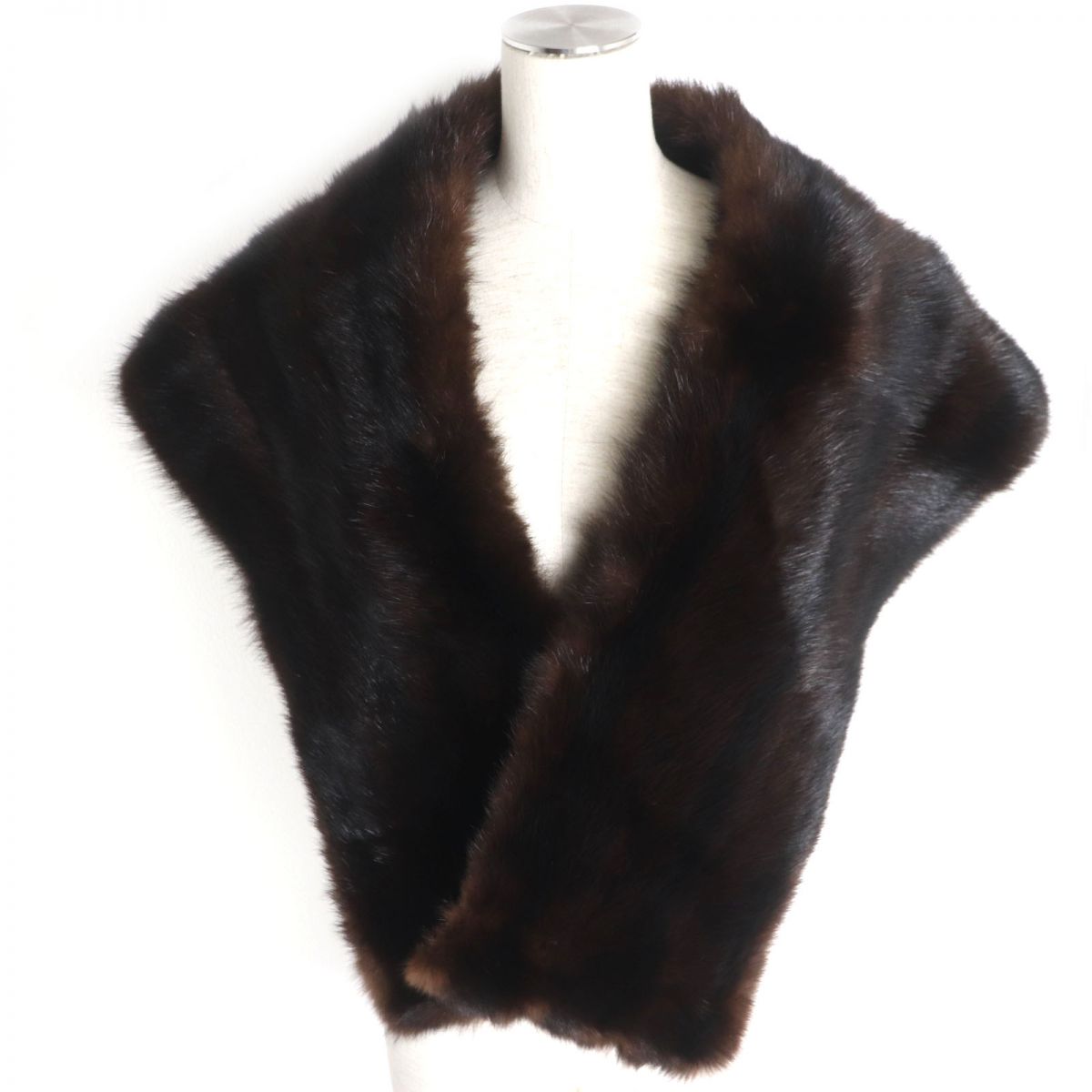 SABLE Genuine Fur Shawl Stole Dark Brown