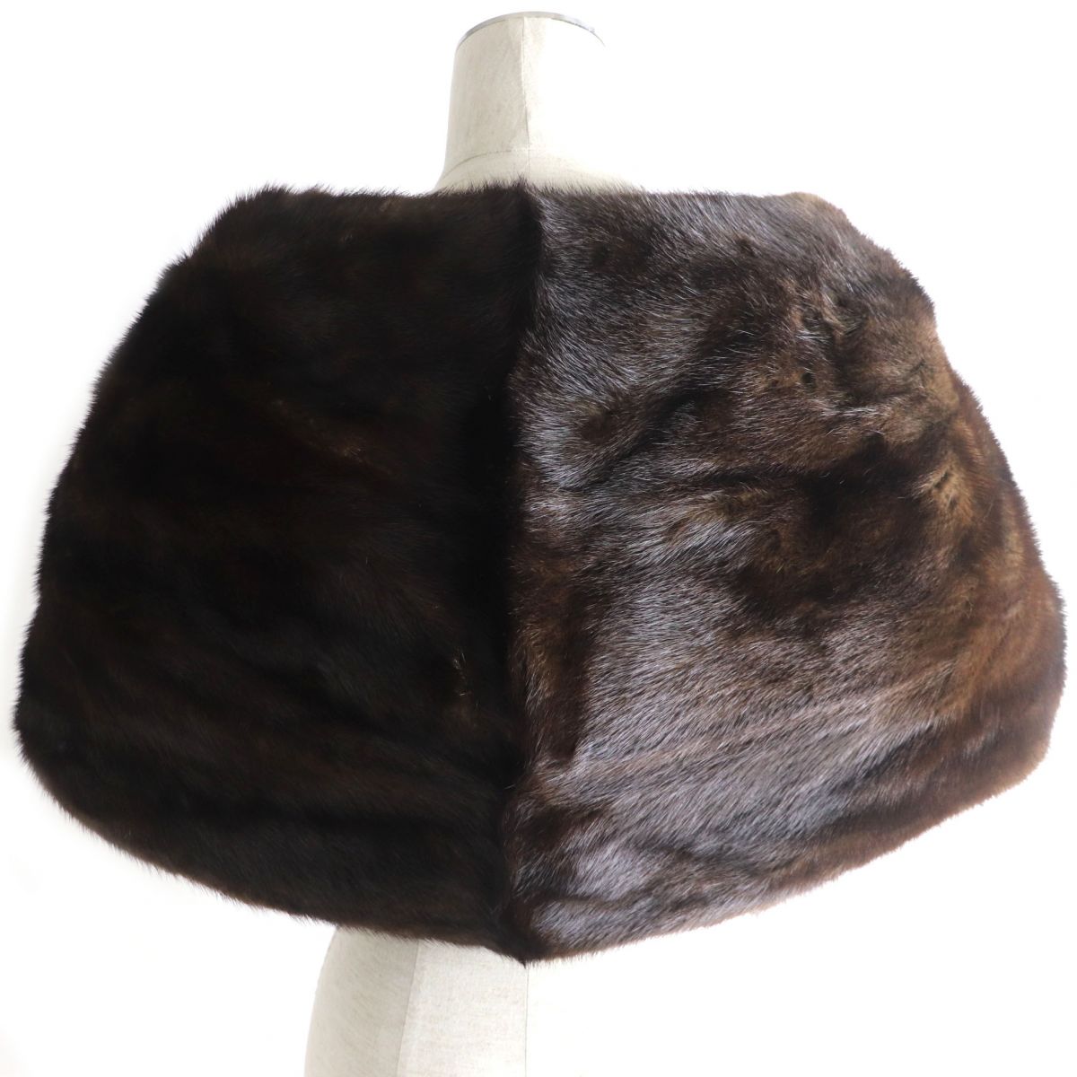 Mink Fur Shawl Tippet Dark Brown