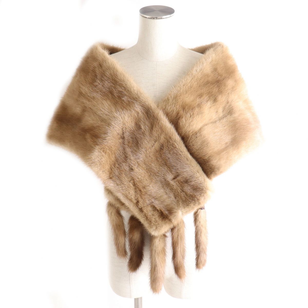 Mink Pastel Tassel Fur Shawl, Brown