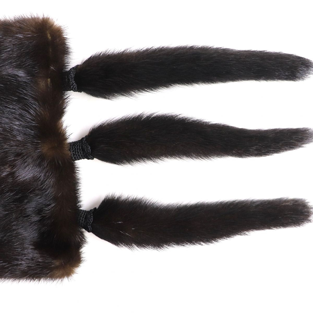 JINDO Mink Fur Shawl with Tassels, Dark Brown