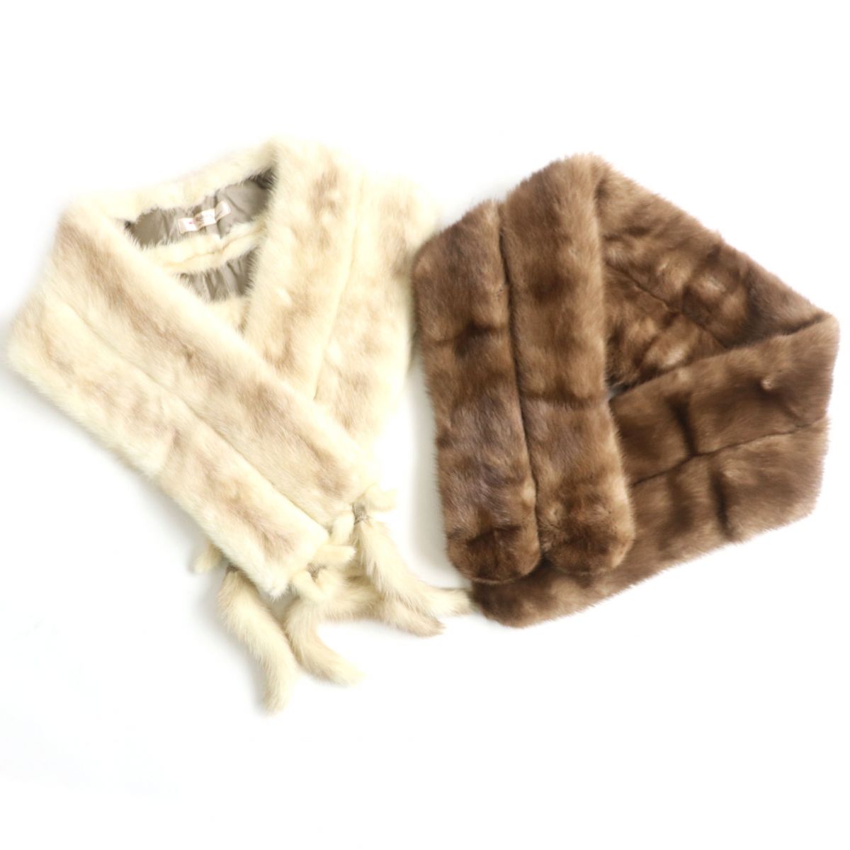 Mink Genuine Fur Tippet Shawl Stole Set