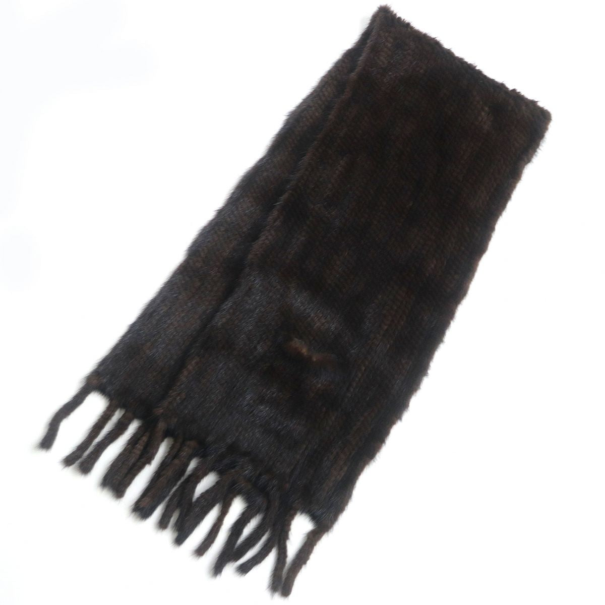 Mink Large Shawl Scarf Brown Genuine Fur