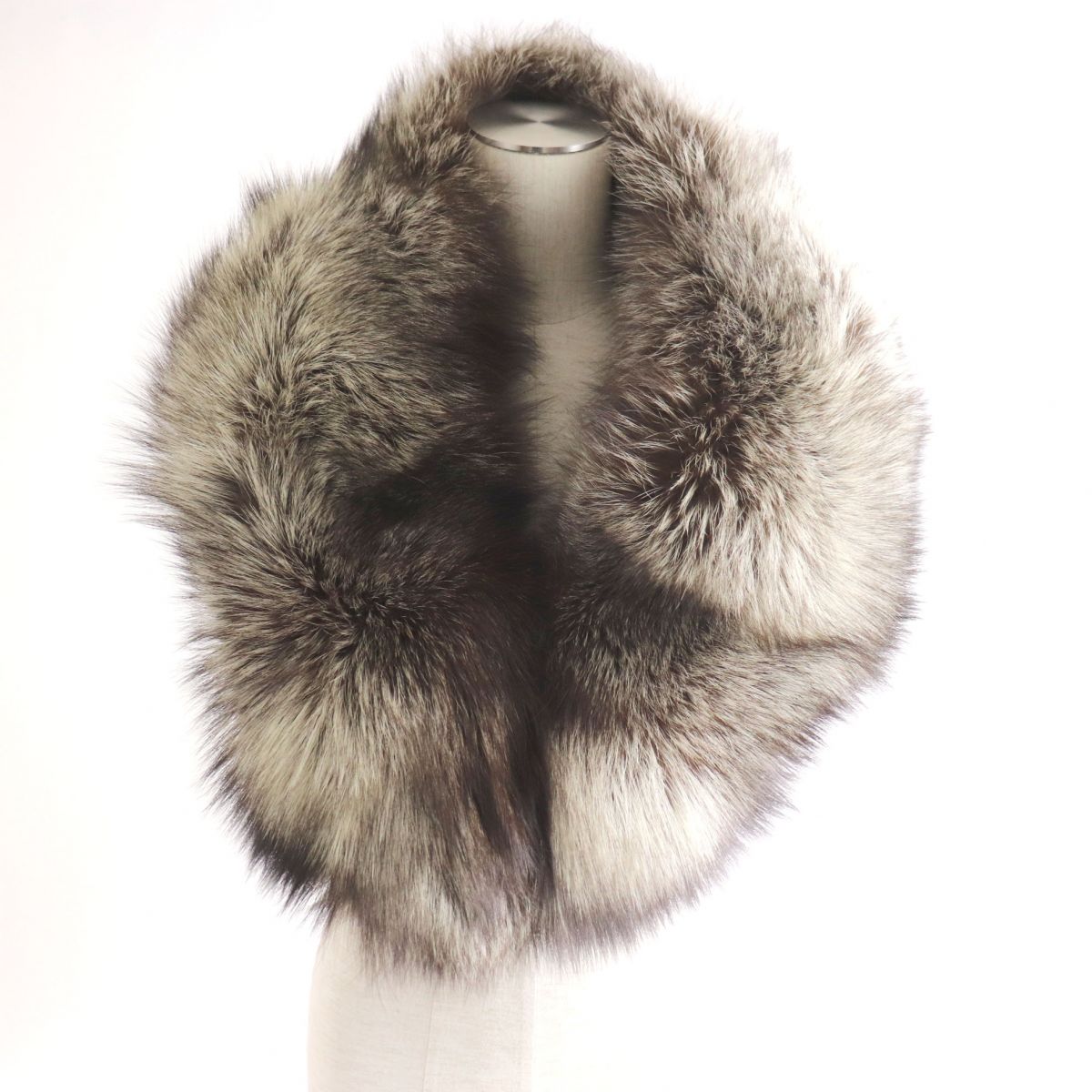 SAGA FOX Genuine Fur Tippet Shawl Stole Brown White