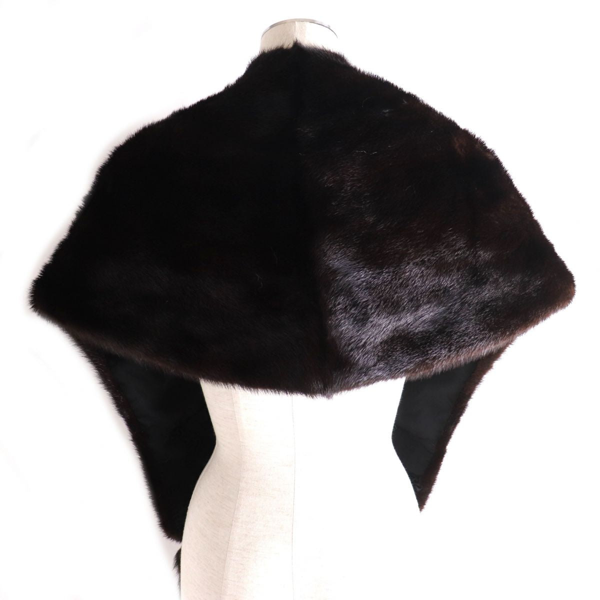 Mink Fur Shawl with Tassels, Brown