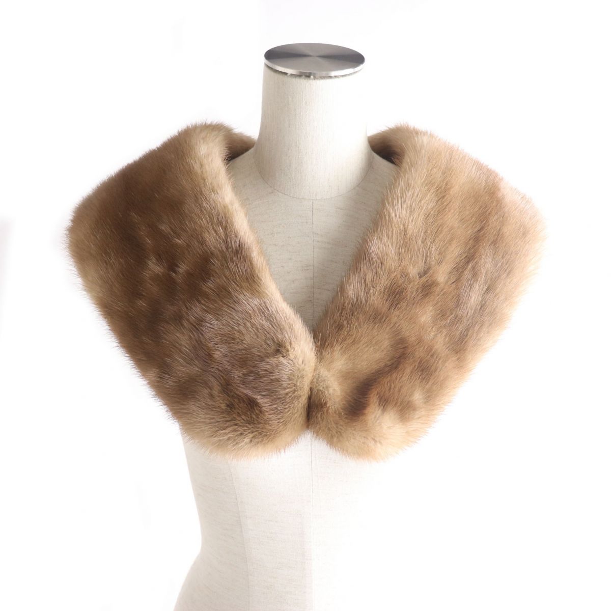 Mink Genuine Fur Shawl Tippet Brown