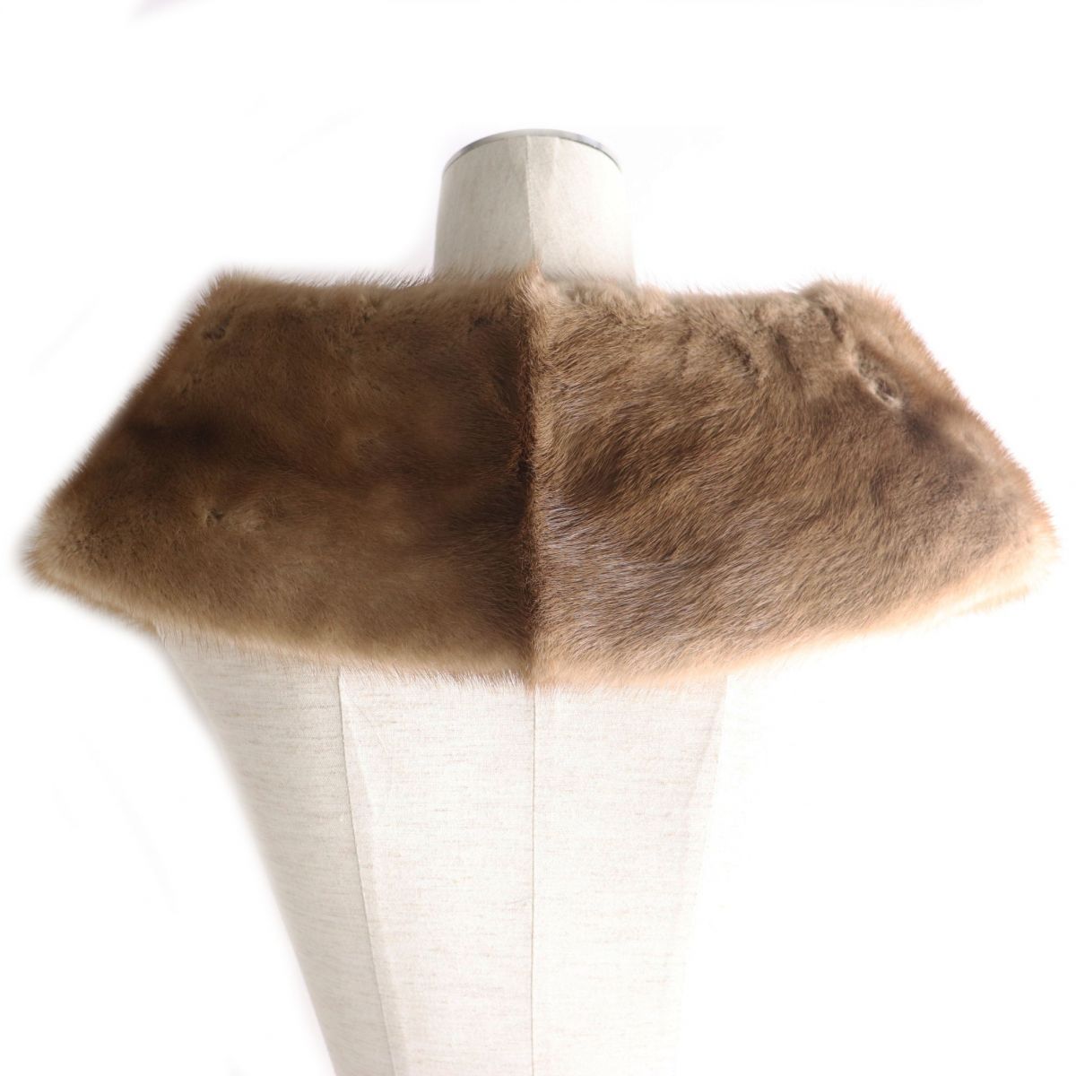 Mink Genuine Fur Shawl Tippet Brown