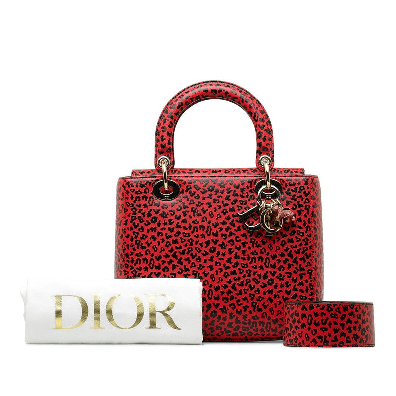 Dior Lady Dior Medium Leopard Leather Handbag