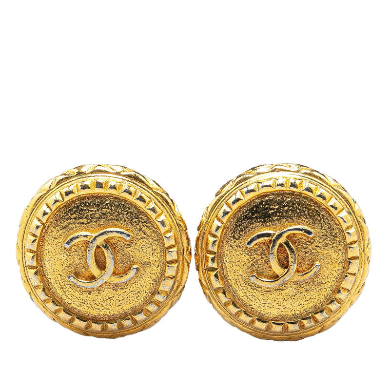 Chanel Vintage Coco Mark Earrings Gold Plated in Very Good Condition