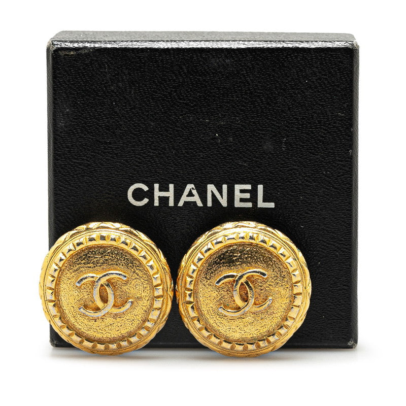 Chanel Vintage Coco Mark Earrings Gold Plated in Very Good Condition