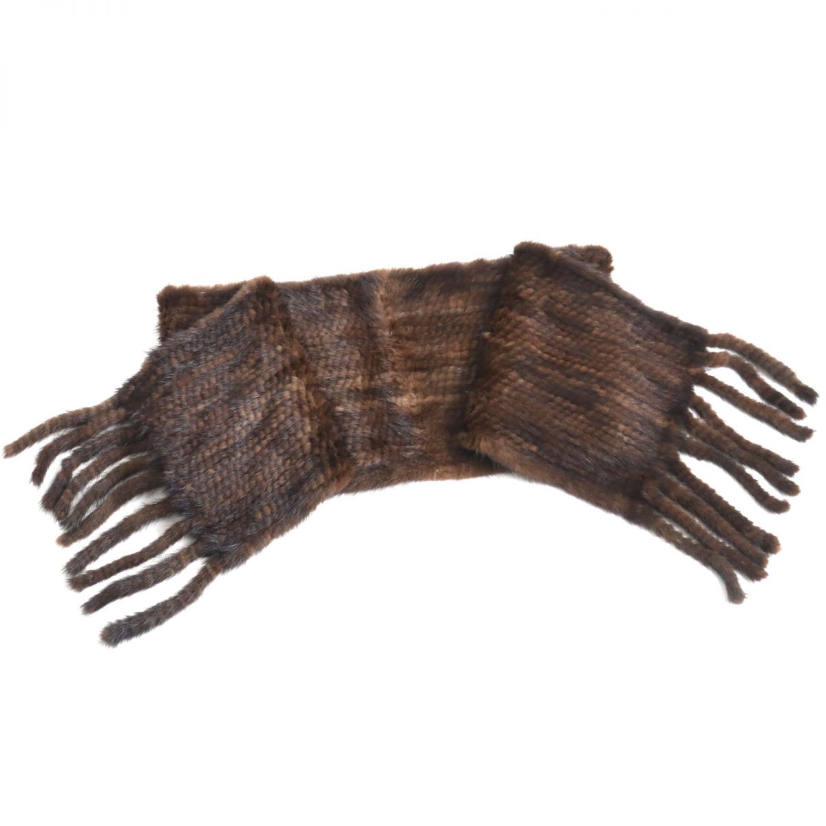 Mink Fringe Fur Shawl Dark Brown