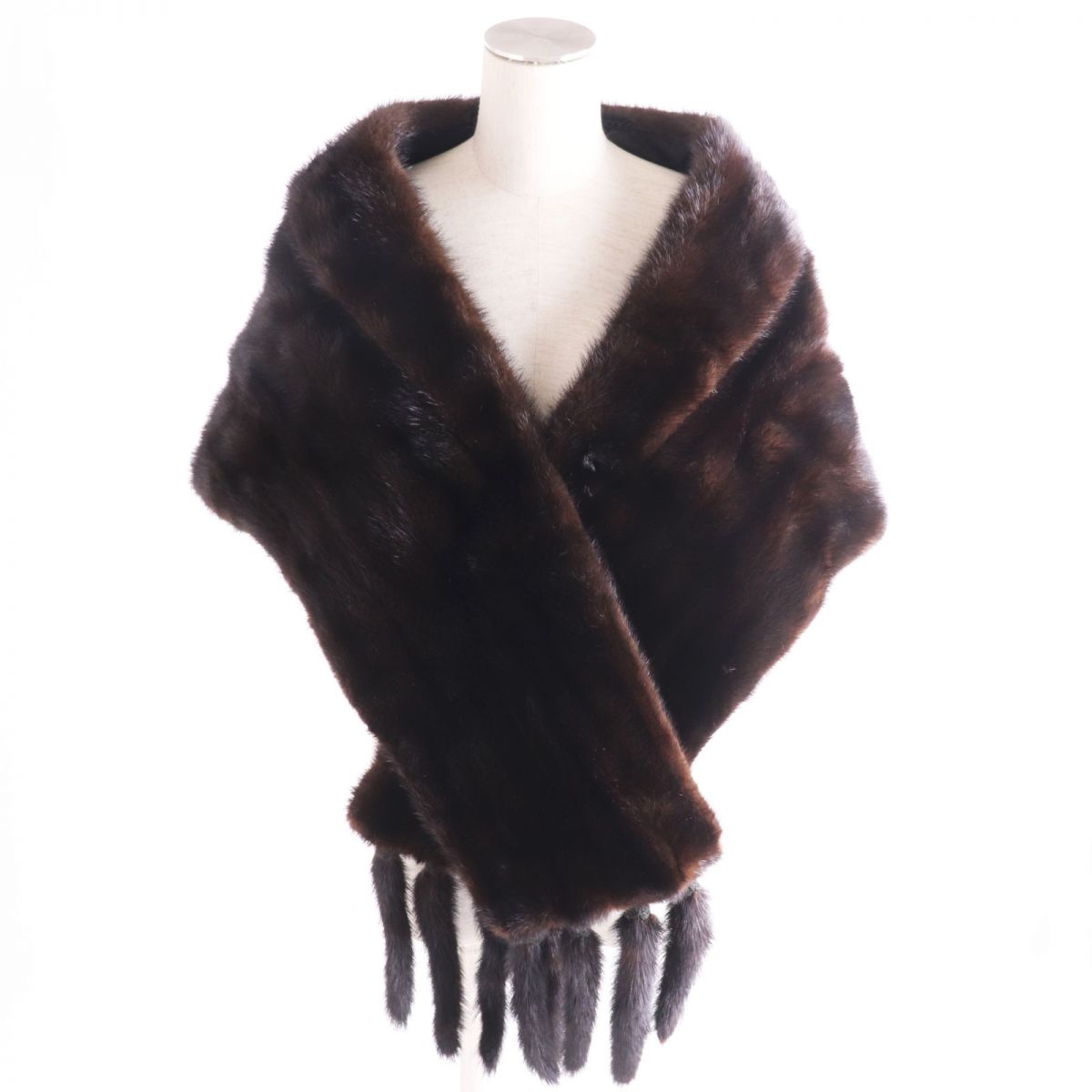 GRACE MINK Large Shawl Stole Dark Brown Fur