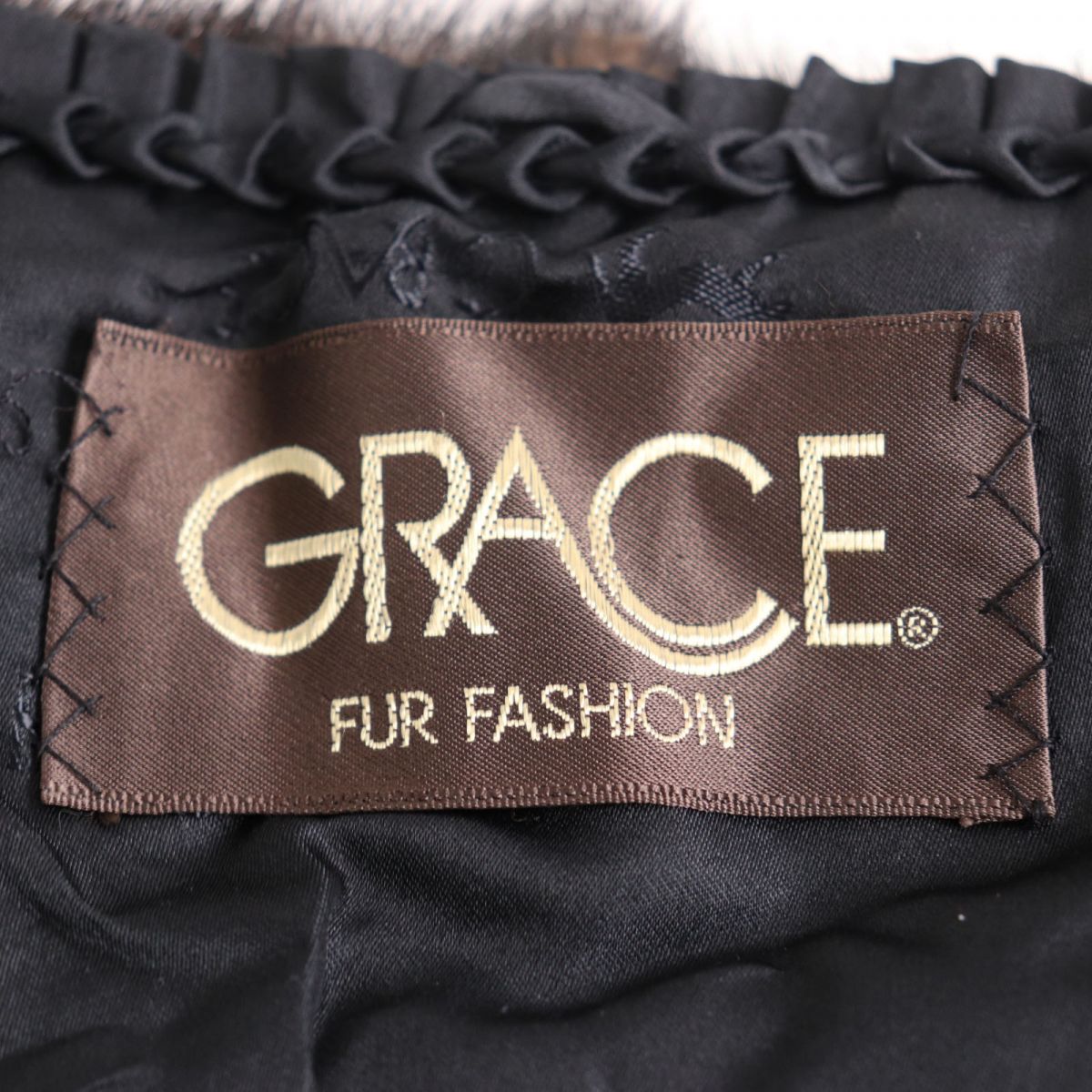 GRACE MINK Large Shawl Stole Dark Brown Fur