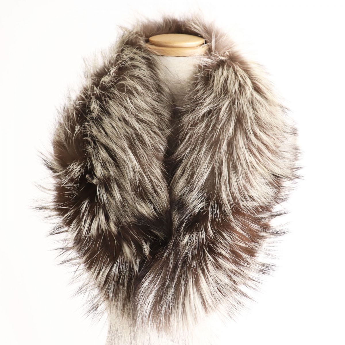 SAGA FOX Genuine Fur Shawl Brown Ivory