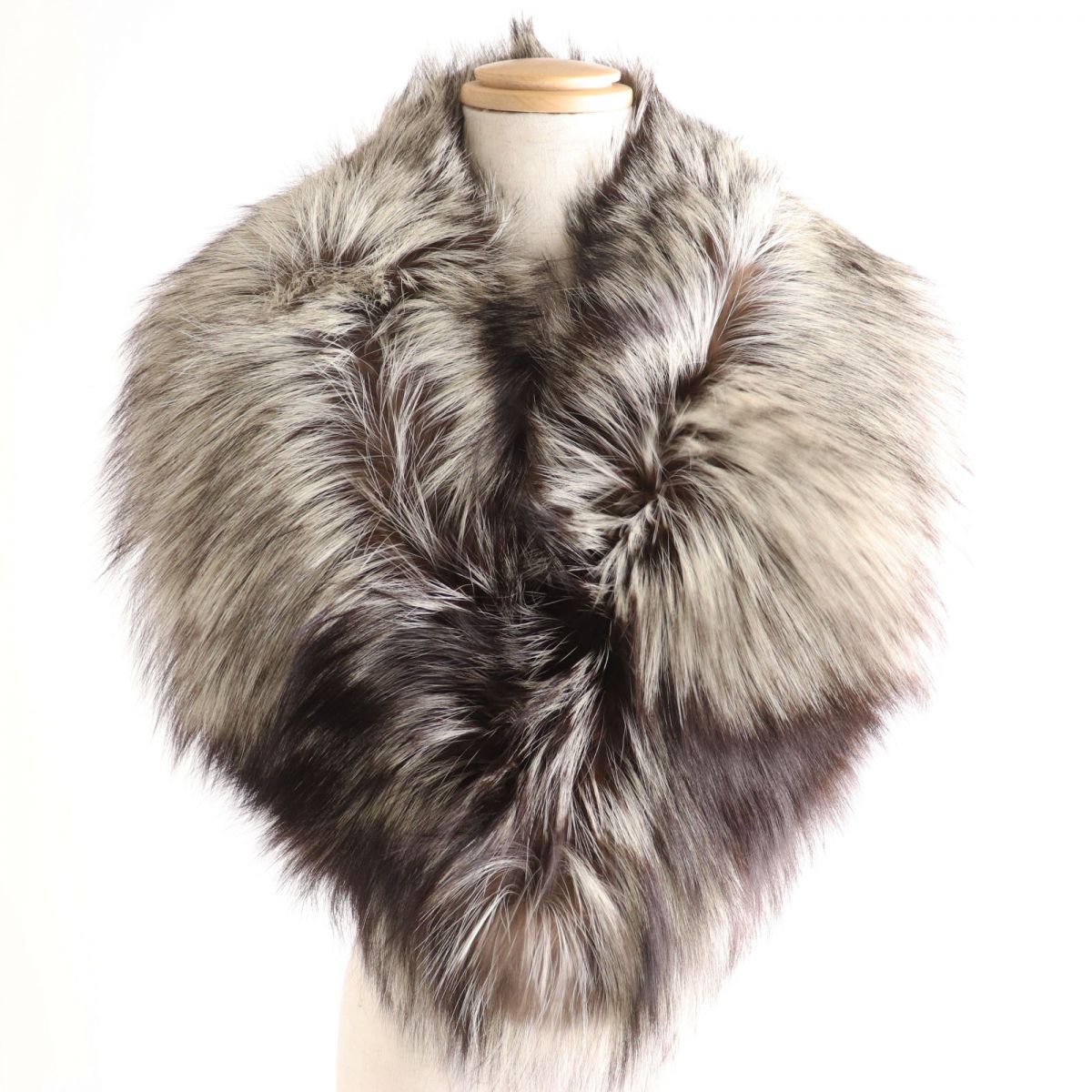 SAGA FOX Genuine Fur Shawl Stole Brown Ivory