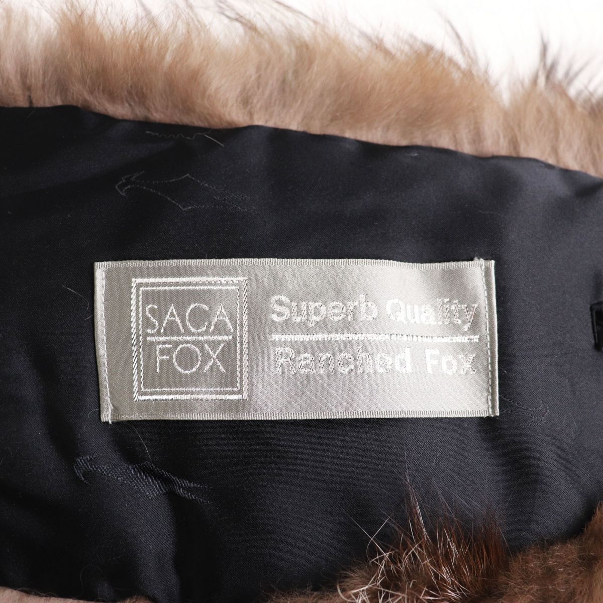 SAGA FOX Genuine Fur Shawl Stole Brown Ivory