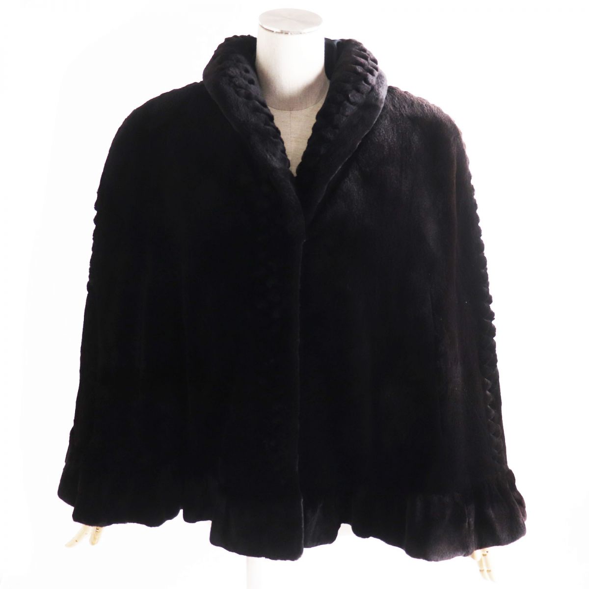 Guy Laroche Mink Fur Poncho Cape, Dark Brown