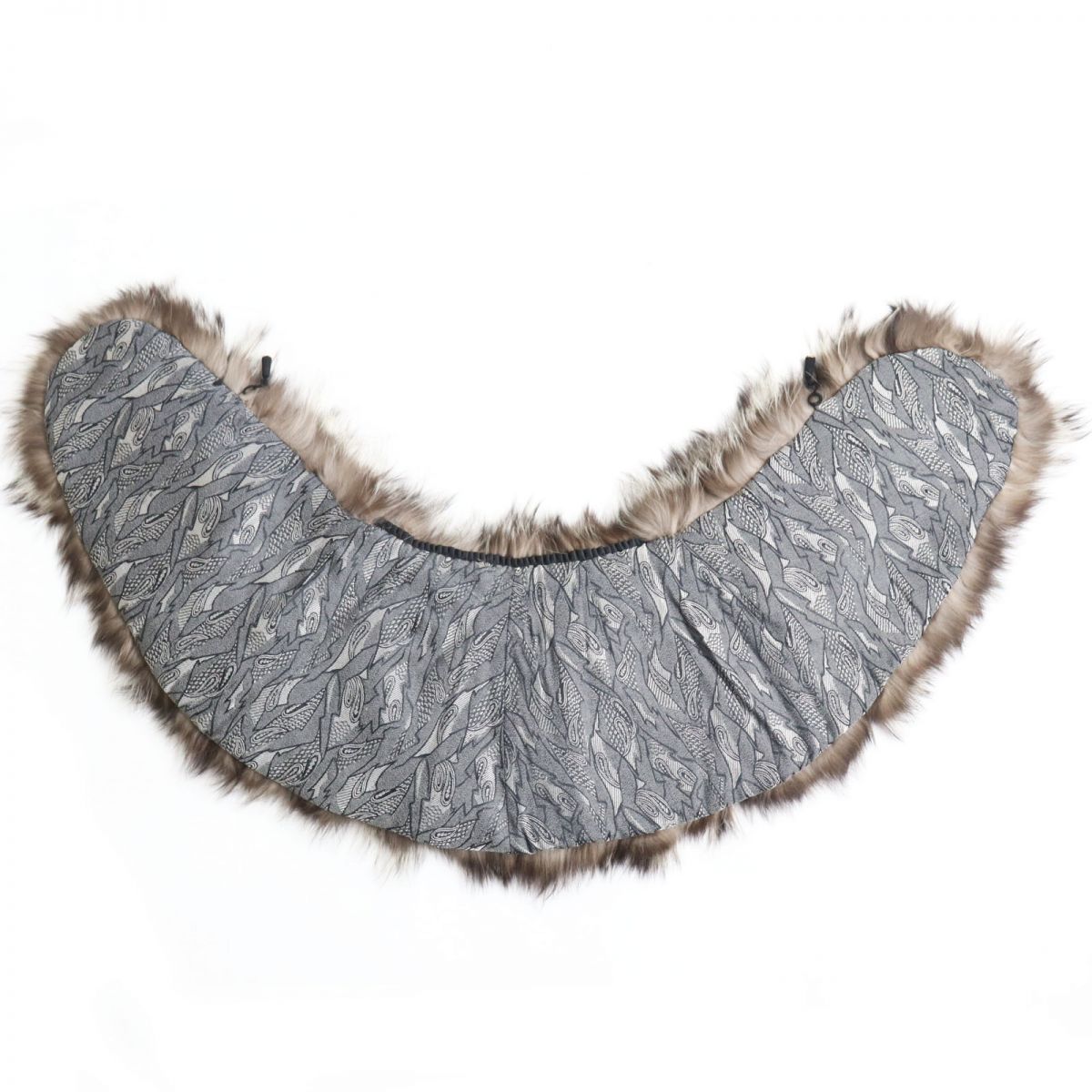 FOX Fur Shawl Stole Tippet White Brown