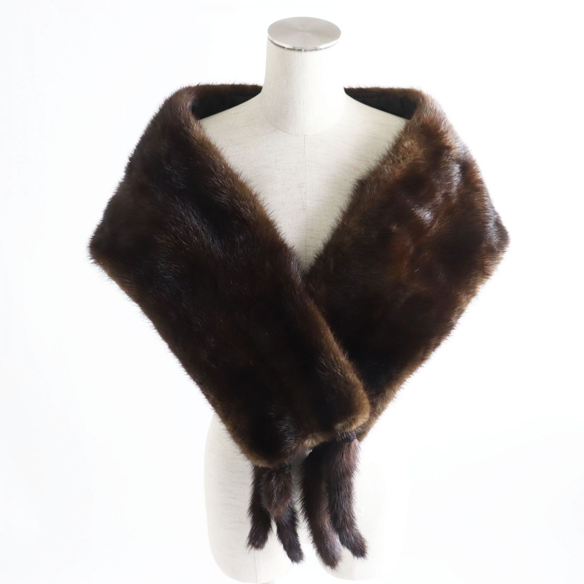 Mink Fur Shawl with Embroidered Lining and Tassels