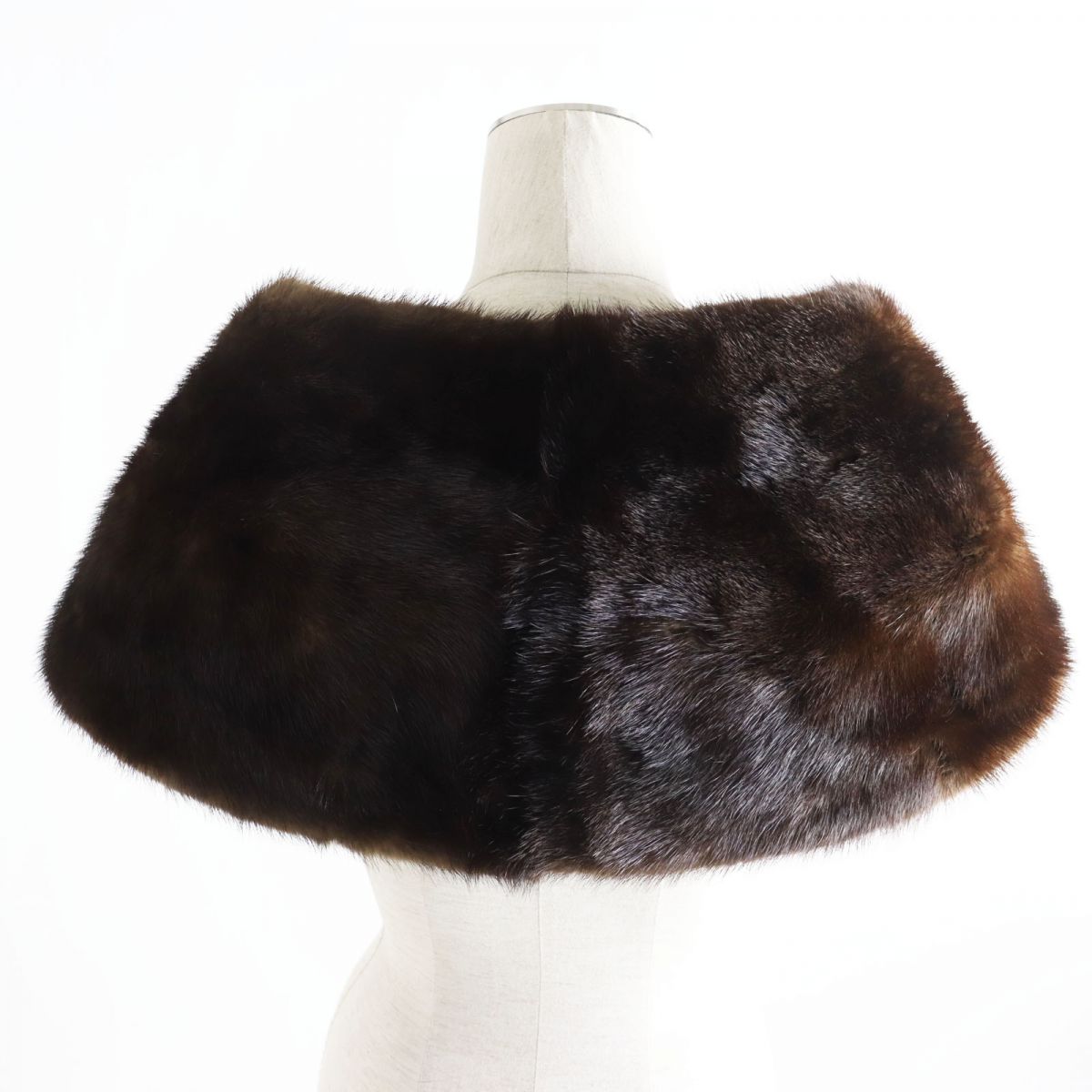 Mink Fur Shawl with Embroidered Lining and Tassels