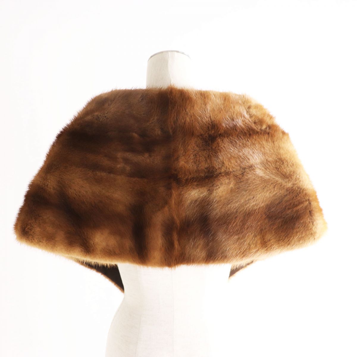 Mink Genuine Fur Large Shawl Stole Brown