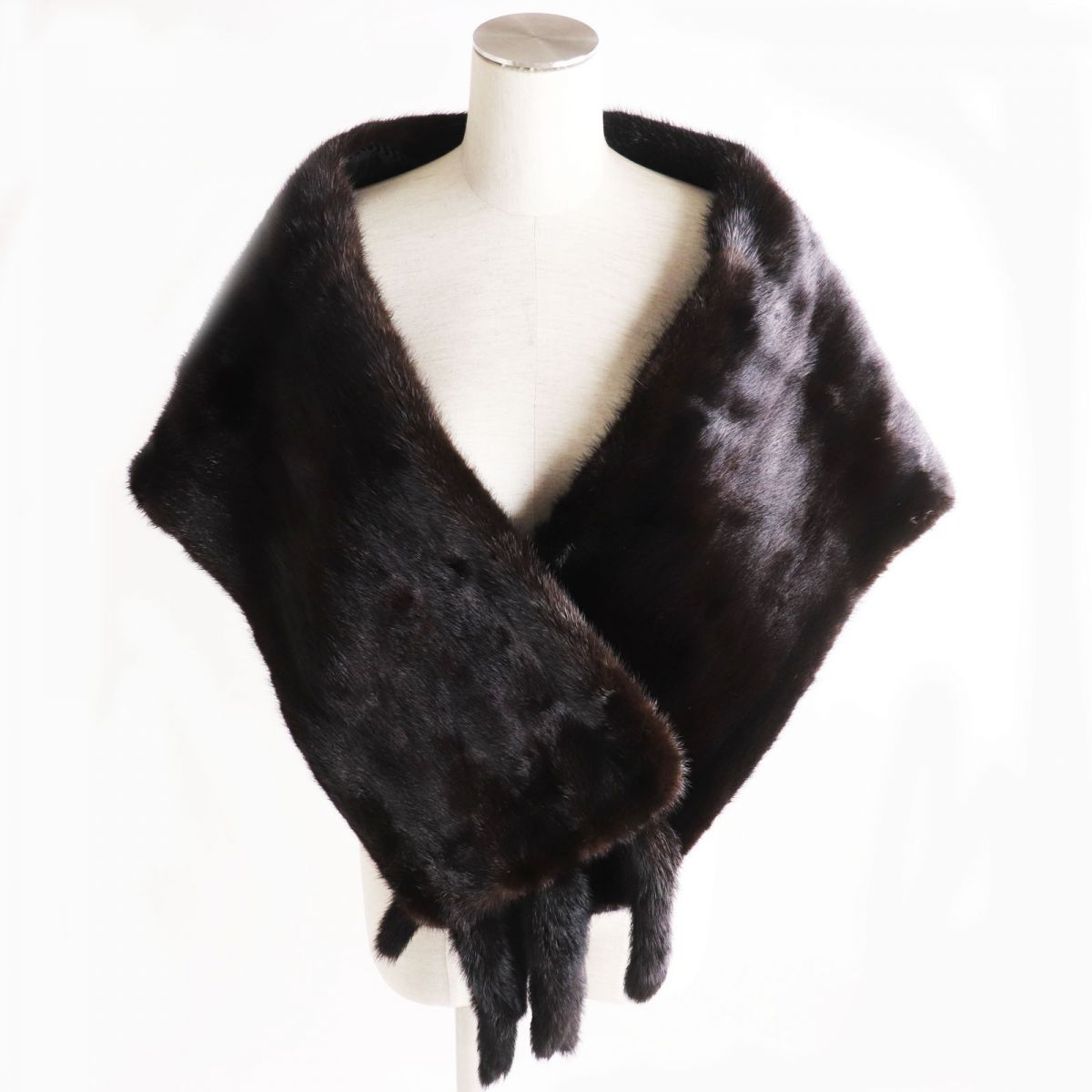 Mink Shawl with Tassels and Embroidery