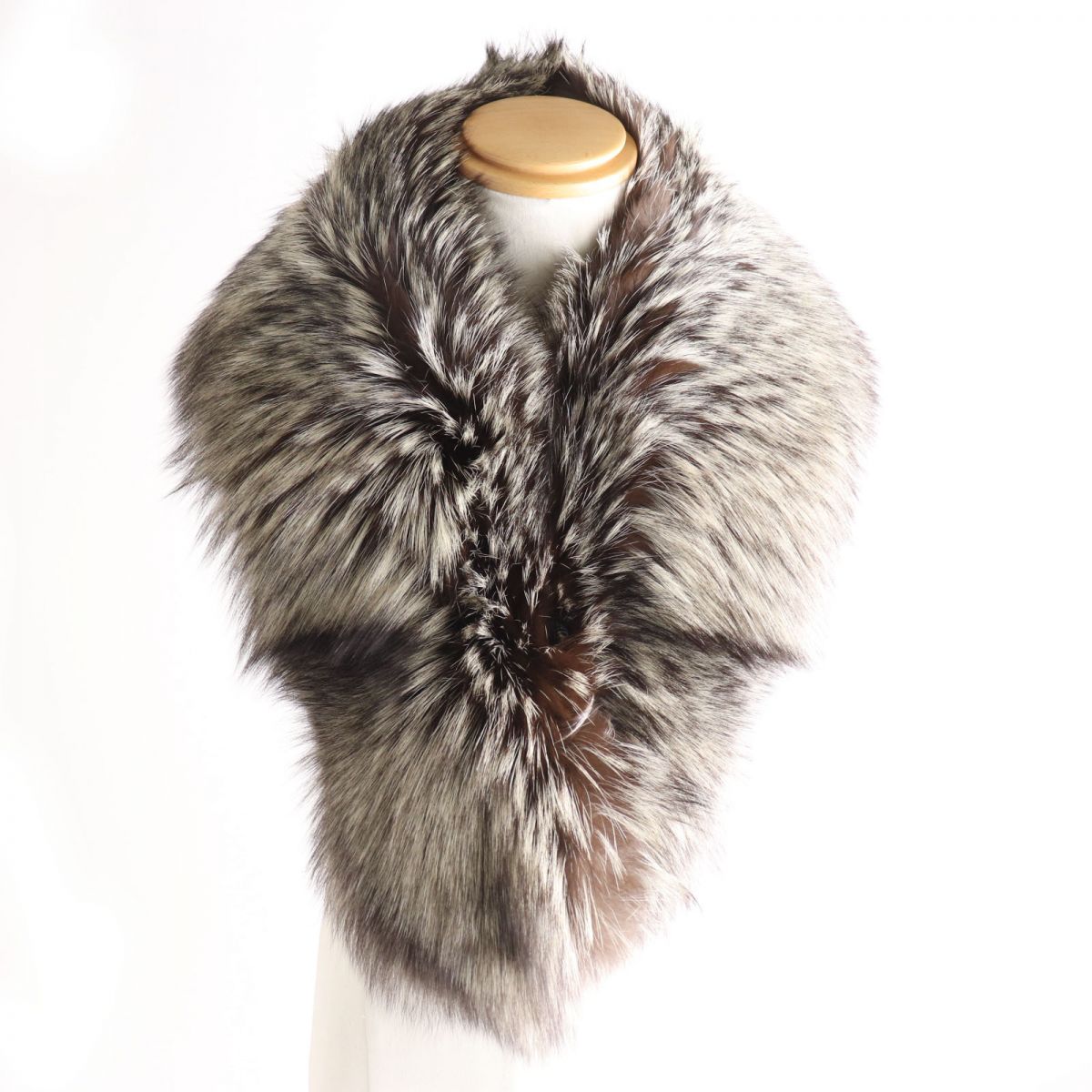 SAGA FOX Genuine Fur Shawl Tippet Gray Brown